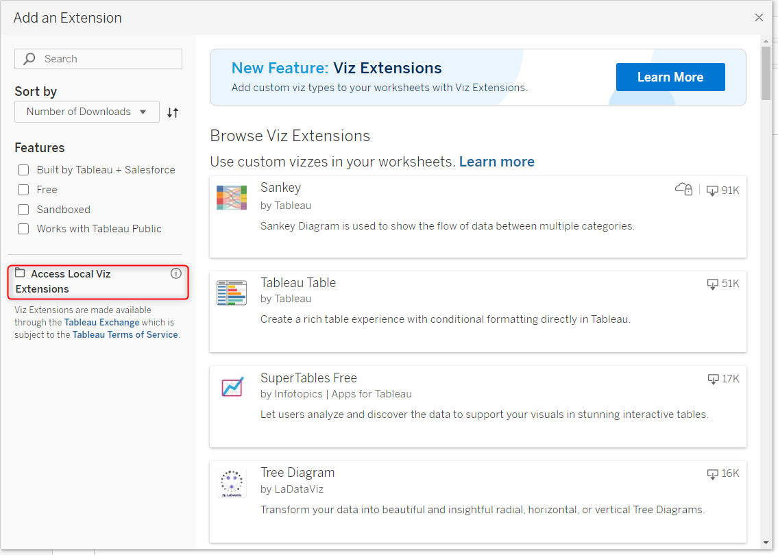 access local extensions